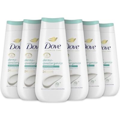 Dove Hipoalergiczny żel pod prysznic, nawilżający żel pod prysznic, łagodna formuła mikrobiologiczna skóry, roślinne środki nawilżające, bez siarczanów SLES, żel pod prysznic dla mężczyzn i kobiet, 6 Dove Hipoalergiczny żel pod prysznic, nawilżający żel pod prysznic, łagodna formuła mikrobiologiczna skóry, roślinne środki nawilżające, bez siarczanów SLES, żel pod prysznic dla mężczyzn i kobiet, 6