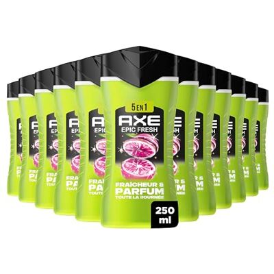 AXE Żel pod prysznic dla mężczyzn 5w1 Epic Fresh 24h nawilżający 87% składników pochodzenia naturalnego zapach ananasa i grejpfruta zestaw 12x250ml AXE Żel pod prysznic dla mężczyzn 5w1 Epic Fresh 24h nawilżający 87% składników pochodzenia naturalnego zapach ananasa i grejpfruta zestaw 12x250ml
