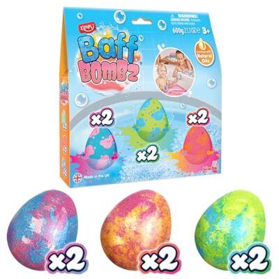 ZIMPLI 6 x duże kule do kąpieli Egg Baff Bombz, alternatywa dla wielkanocnych słodyczy czekoladowych, urodzinowy prezent dla dzieci, produkt wegański i nietestowany na zwierzętach ZIMPLI 6 x duże kule do kąpieli Egg Baff Bombz, alternatywa dla wielkanocnych słodyczy czekoladowych, urodzinowy prezent dla dzieci, produkt wegański i nietestowany na zwierzętach