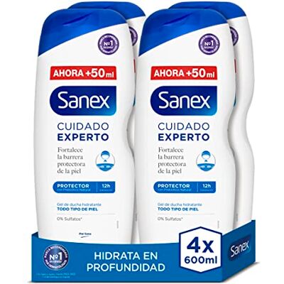 Sanex Expert Care Protective Gel pod prysznic, opakowanie 4 szt. x 600 ml, formuła z naturalnym prebiotykiem, wzmacnia barierę ochronną skóry, nawilżenie 12H, 0% siarczany, dla wszystkich rodzajów Sanex Expert Care Protective Gel pod prysznic, opakowanie 4 szt. x 600 ml, formuła z naturalnym prebiotykiem, wzmacnia barierę ochronną skóry, nawilżenie 12H, 0% siarczany, dla wszystkich rodzajów