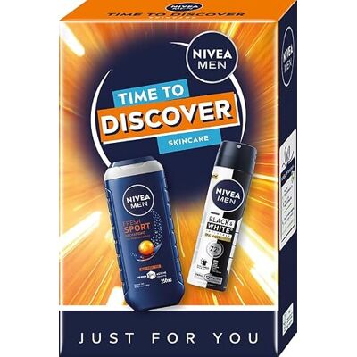 NIVEA MEN Time to Discover Męski Zestaw kosmetyków na prezent Żel pod prtsznic i Antyperspirant NIVEA MEN Time to Discover Męski Zestaw kosmetyków na prezent Żel pod prtsznic i Antyperspirant