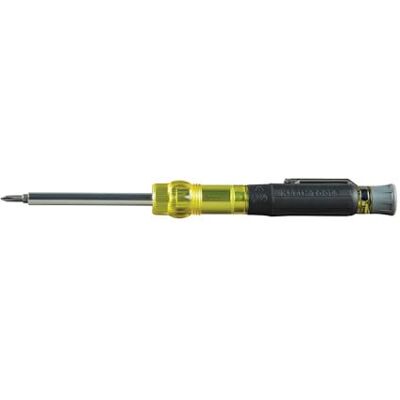 KLEIN TOOLS 32613 Precyzyjny śrubokręt, precyzyjny śrubokręt kieszonkowy HVAC 3 w 1 z bitem Schradera, żółty/czarny KLEIN TOOLS 32613 Precyzyjny śrubokręt, precyzyjny śrubokręt kieszonkowy HVAC 3 w 1 z bitem Schradera, żółty/czarny