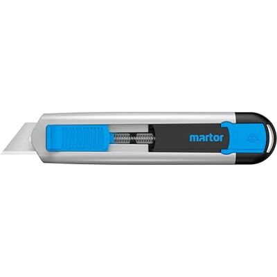 MARTOR nóż bezpieczeństwa z automatycznym chowanym ostrzem, SECUNORM 525, profesjonalny nóż tnący, aluminium, dla prawo- i leworęcznych, certyfikat GS MARTOR nóż bezpieczeństwa z automatycznym chowanym ostrzem, SECUNORM 525, profesjonalny nóż tnący, aluminium, dla prawo- i leworęcznych, certyfikat GS