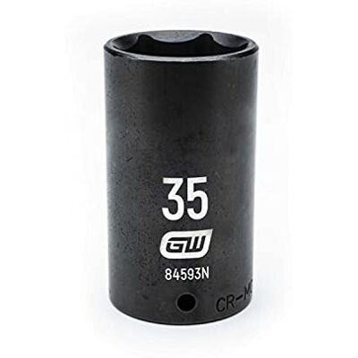 GEARWRENCH 84593N 6-punktowe gniazdo metryczne o głębokim udarze, 35 mm, czarne GEARWRENCH 84593N 6-punktowe gniazdo metryczne o głębokim udarze, 35 mm, czarne
