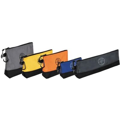 55569 Klein Tools stojąca torba na narzędzia z zamkiem błyskawicznym z karabińczykami, wzmocnione dno klinowe, wodoodporna 1680d, wiele rozmiarów, 5-pak 55569 Klein Tools stojąca torba na narzędzia z zamkiem błyskawicznym z karabińczykami, wzmocnione dno klinowe, wodoodporna 1680d, wiele rozmiarów, 5-pak