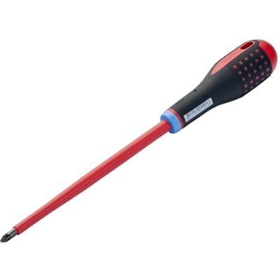Bahco Ergo VDE izolowany śrubokręt Pozi PZ2 x 100 mm, ostrze ze stali stopowej i do pracy na sprzęcie do 1000 V Bahco Ergo VDE izolowany śrubokręt Pozi PZ2 x 100 mm, ostrze ze stali stopowej i do pracy na sprzęcie do 1000 V