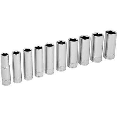 PERFORMANCE TOOL W38402 3/8-calowy napęd 10-częściowy metryczny zestaw głębokich gniazd PERFORMANCE TOOL W38402 3/8-calowy napęd 10-częściowy metryczny zestaw głębokich gniazd