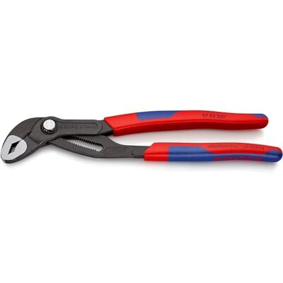KNIPEX Cobra Szczypce nastawne do rur nowej generacji fosforanowana, szara z wąskimi, wielokomponentowymi nasadkami 250 mm, 87 02 250 KNIPEX Cobra Szczypce nastawne do rur nowej generacji fosforanowana, szara z wąskimi, wielokomponentowymi nasadkami 250 mm, 87 02 250