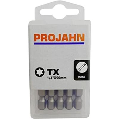 Projahn Wkładki do śrubokręta T25 (długość 50 mm, bity do śrub wewnętrznych -TX, ze specjalnej stali S2, bity do wkrętarki, torx, zestaw 10 sztuk) 2834-10 Projahn Wkładki do śrubokręta T25 (długość 50 mm, bity do śrub wewnętrznych -TX, ze specjalnej stali S2, bity do wkrętarki, torx, zestaw 10 sztuk) 2834-10