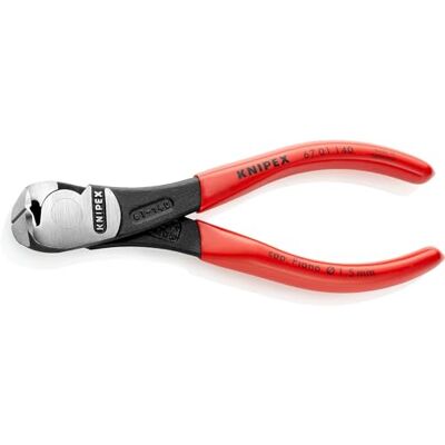 KNIPEX Szczypce tnące czołowe o zwiększonym przełożeniu z tworzywa sztucznego, powlekane 140 mm, 67 01 140 KNIPEX Szczypce tnące czołowe o zwiększonym przełożeniu z tworzywa sztucznego, powlekane 140 mm, 67 01 140