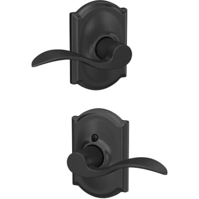 SCHLAGE Camelot Trim with Accent Hall and Closet Lever, Matte Black (F10 Acc 622 CAM) SCHLAGE Camelot Trim with Accent Hall and Closet Lever, Matte Black (F10 Acc 622 CAM)