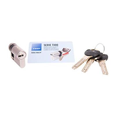 Tesa - Assa Abloy MX803010N Wkładka bezpieczeństwa - Podwójny zamek TX80 - Niklowane wykończenie Tesa - Assa Abloy MX803010N Wkładka bezpieczeństwa - Podwójny zamek TX80 - Niklowane wykończenie