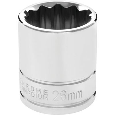 PERFORMANCE TOOL W32826 1/2 Drive 12-Point Socket, 26mm PERFORMANCE TOOL W32826 1/2 Drive 12-Point Socket, 26mm