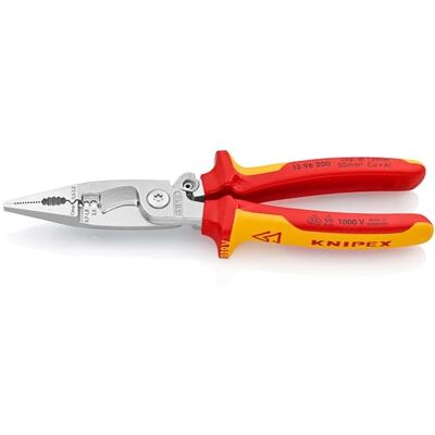 KNIPEX Szczypce do prac elektroinstalacyjnych chromowany z wielokomponentowymi osłonkami, izolowane wg VDE 200 mm, 13 96 200 KNIPEX Szczypce do prac elektroinstalacyjnych chromowany z wielokomponentowymi osłonkami, izolowane wg VDE 200 mm, 13 96 200