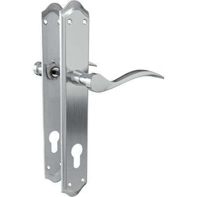 Amig Zestaw klamek do drzwi Uchwyt z dyszą Model BETA PB85 Stal 256 x 48 mm Rama 8 mm chrom matowy Amig Zestaw klamek do drzwi Uchwyt z dyszą Model BETA PB85 Stal 256 x 48 mm Rama 8 mm chrom matowy