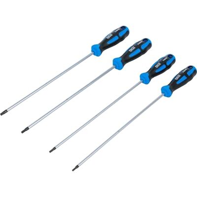 BGS 74541 Zestaw wkrętaków bardzo długie profil T (do Torx) T15 T30 4 szt. BGS 74541 Zestaw wkrętaków bardzo długie profil T (do Torx) T15 T30 4 szt.