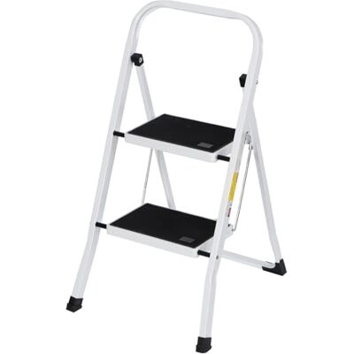 Simpli-Magic Drabina, 2-stopniowy stołek, ergonomiczny składany stołek z szerokim antypoślizgowym pedałem, solidny stołek dla dorosłych, wielofunkcyjny, do gospodarstwa domowego, kuchni, biurowego Simpli-Magic Drabina, 2-stopniowy stołek, ergonomiczny składany stołek z szerokim antypoślizgowym pedałem, solidny stołek dla dorosłych, wielofunkcyjny, do gospodarstwa domowego, kuchni, biurowego