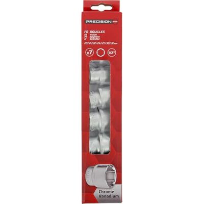 PRECISION STEEL PRECISION-STEEL 7 Nasadki sześciokątne 20 do 32mm 1/2 PRECISION STEEL PRECISION-STEEL 7 Nasadki sześciokątne 20 do 32mm 1/2