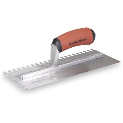 Marshalltown Kielnia ząbkowana , U-6x13x6 mm, zakrzywiony uchwyt Durasoft, stal, wymiary: 279x114 mm Marshalltown Kielnia ząbkowana , U-6x13x6 mm, zakrzywiony uchwyt Durasoft, stal, wymiary: 279x114 mm