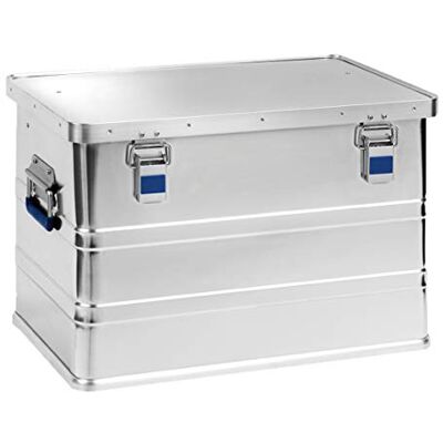 hünersdorff Aluminiowa skrzynka Eco 68 litrów, wodoszczelna, z gumową uszczelką, lekka, stabilna, z uchwytami składanymi, przygotowanie do zamków, kolor: srebrny, 451250 hünersdorff Aluminiowa skrzynka Eco 68 litrów, wodoszczelna, z gumową uszczelką, lekka, stabilna, z uchwytami składanymi, przygotowanie do zamków, kolor: srebrny, 451250