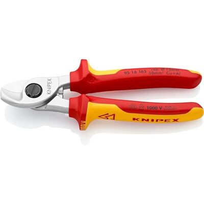 KNIPEX Nożyce do kabli chromowany z wielokomponentowymi osłonkami, izolowane wg VDE 165 mm, 95 16 165 KNIPEX Nożyce do kabli chromowany z wielokomponentowymi osłonkami, izolowane wg VDE 165 mm, 95 16 165