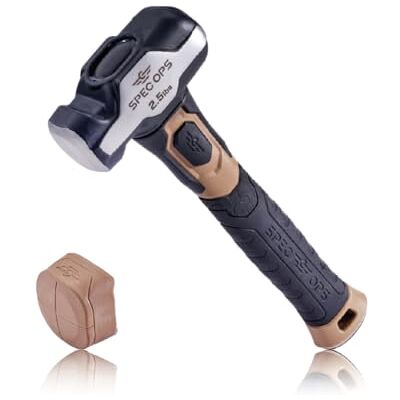 Spec Ops Tools Młot inżynieryjny, młot kowalski 1,1 kg ze zdejmowaną miękką nasadką młotka i dwumateriałowym uchwytem amortyzującym i tłumiącym wibracje, 3% podarowane weteranom, czarny/jasnobrązowy Spec Ops Tools Młot inżynieryjny, młot kowalski 1,1 kg ze zdejmowaną miękką nasadką młotka i dwumateriałowym uchwytem amortyzującym i tłumiącym wibracje, 3% podarowane weteranom, czarny/jasnobrązowy