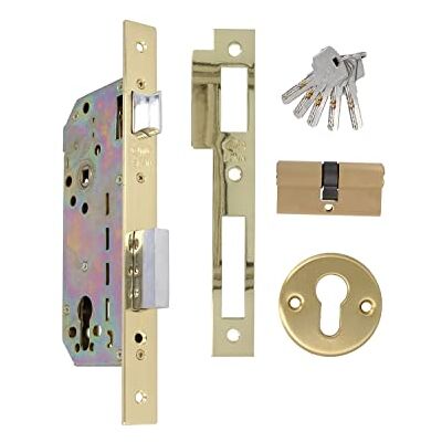 Amig Blokada wpuszczana Mod.340 z cylindrem bezpieczeństwa i dyszą kluczykową + 5 kluczy Do drzwi wejściowych z drewna Odwracalny uchwyt Do klamek 8 mm Stal mosiężna Amig Blokada wpuszczana Mod.340 z cylindrem bezpieczeństwa i dyszą kluczykową + 5 kluczy Do drzwi wejściowych z drewna Odwracalny uchwyt Do klamek 8 mm Stal mosiężna