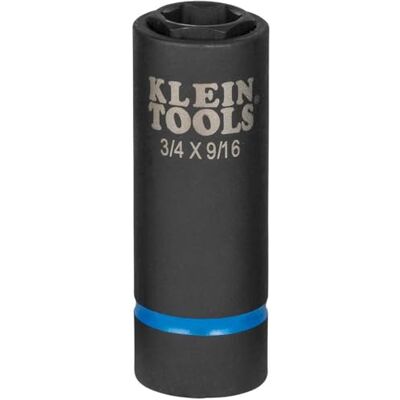 KLEIN TOOLS 66004 Gniazdo udarowe 2 w 1, rozmiary kluczy nasadowych 3/4 cala i 9/16 cala, 6-punktowe głębokie gniazdo z napędem 1/2 cala KLEIN TOOLS 66004 Gniazdo udarowe 2 w 1, rozmiary kluczy nasadowych 3/4 cala i 9/16 cala, 6-punktowe głębokie gniazdo z napędem 1/2 cala