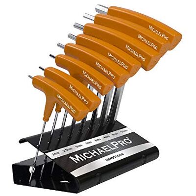MichaelPro MP001044 - stal SNCMV - końcówka kulowa - zestaw kluczy imbusowych z trzonkiem T MichaelPro MP001044 - stal SNCMV - końcówka kulowa - zestaw kluczy imbusowych z trzonkiem T