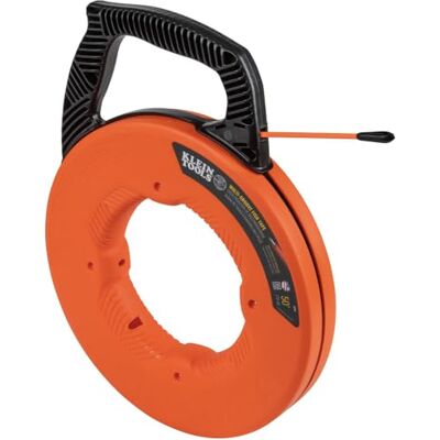 KLEIN TOOLS Taśma rybna, wielokrowkowy ściągacz do drutu z włókna szklanego z nylonową końcówką, zoptymalizowana obudowa i uchwyt, 15 m, 56382 KLEIN TOOLS Taśma rybna, wielokrowkowy ściągacz do drutu z włókna szklanego z nylonową końcówką, zoptymalizowana obudowa i uchwyt, 15 m, 56382