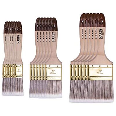 HARDY WORKING TOOLS Zestaw płaskich pędzli 18-częściowy, 6 sztuk – 25, 50, 75 mm szerokości, zestaw pędzli malarskich z drewnianym uchwytem, zestaw pędzli do lakieru, seria 45*, 18 szt., A0282-030500 HARDY WORKING TOOLS Zestaw płaskich pędzli 18-częściowy, 6 sztuk – 25, 50, 75 mm szerokości, zestaw pędzli malarskich z drewnianym uchwytem, zestaw pędzli do lakieru, seria 45*, 18 szt., A0282-030500