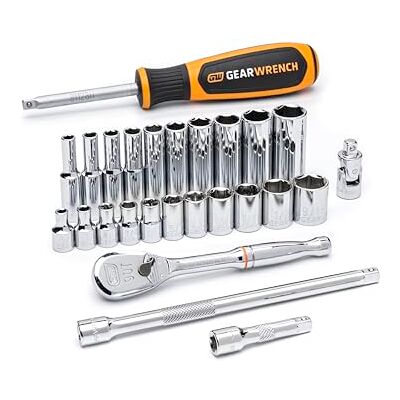 GEARWRENCH 26 szt. 1/10.2 cm Drive 6 Pt. Standardowy zestaw narzędzi mechanicznych, SAE 80312DD GEARWRENCH 26 szt. 1/10.2 cm Drive 6 Pt. Standardowy zestaw narzędzi mechanicznych, SAE 80312DD