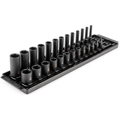 TEKTON 6-punktowy zestaw nasadek udarowych 1/4 cala z szynami i tacą, 26-częściowy (5/32-11/40.6 cm) SID90200 TEKTON 6-punktowy zestaw nasadek udarowych 1/4 cala z szynami i tacą, 26-częściowy (5/32-11/40.6 cm) SID90200
