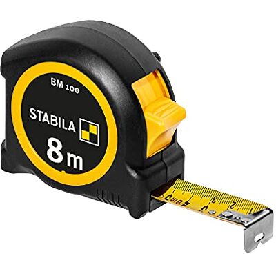 Stabila BM 100, 8 m BM100, 8 m taśma miernicza, czarna/żółta Stabila BM 100, 8 m BM100, 8 m taśma miernicza, czarna/żółta