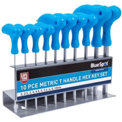 Blue Spot Tools BlueSpot Tools 12185 10 szt. metryczny uchwyt T zestaw kluczy sześciokątnych (2-10 mm) Blue Spot Tools BlueSpot Tools 12185 10 szt. metryczny uchwyt T zestaw kluczy sześciokątnych (2-10 mm)