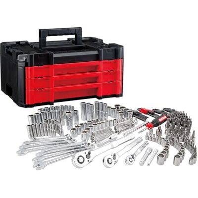 Craftsman VERSASTACK CMMT45309 zestaw narzędzi mechanicznych, 1/10.2 cm i 3/20.3 cm, trwała skrzynka narzędziowa z 3 szufladami, 262 szt Craftsman VERSASTACK CMMT45309 zestaw narzędzi mechanicznych, 1/10.2 cm i 3/20.3 cm, trwała skrzynka narzędziowa z 3 szufladami, 262 szt