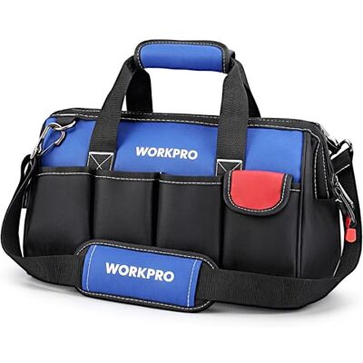 WORKPRO Mały organizer na narzędzia, wielofunkcyjna torba do przechowywania szeroko otwartych ust, wodoodporna torba na narzędzia dla elektryków z regulowanym paskiem na ramię WORKPRO Mały organizer na narzędzia, wielofunkcyjna torba do przechowywania szeroko otwartych ust, wodoodporna torba na narzędzia dla elektryków z regulowanym paskiem na ramię