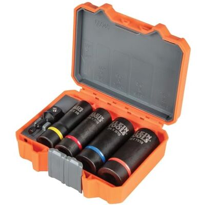 KLEIN TOOLS 66040 2-in-1 Impact Socket Set, 5-Piece Tool Set with 12-Point Deep Sockets with 1/2-Inch Drive, Includes Tool Case KLEIN TOOLS 66040 2-in-1 Impact Socket Set, 5-Piece Tool Set with 12-Point Deep Sockets with 1/2-Inch Drive, Includes Tool Case
