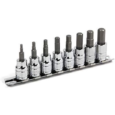 Powerbuilt 642405 zestaw nasadek sześciokątnych, 8-częściowy, napęd 3/8", rozmiary 3-10 mm, gniazda z końcówką kulkową, szyna do przechowywania Powerbuilt 642405 zestaw nasadek sześciokątnych, 8-częściowy, napęd 3/8", rozmiary 3-10 mm, gniazda z końcówką kulkową, szyna do przechowywania