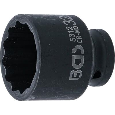 BGS 5312 Nasadka udarowa dwunastokątna 12,5 mm (1/2") 32 mm BGS 5312 Nasadka udarowa dwunastokątna 12,5 mm (1/2") 32 mm