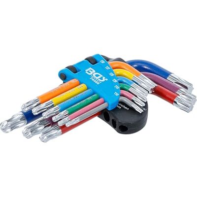 BGS 74466 Zestaw kluczy kątowych wielokolorowe wersja krótka profil T (do Torx) z kulką T10 T50 9 szt. BGS 74466 Zestaw kluczy kątowych wielokolorowe wersja krótka profil T (do Torx) z kulką T10 T50 9 szt.