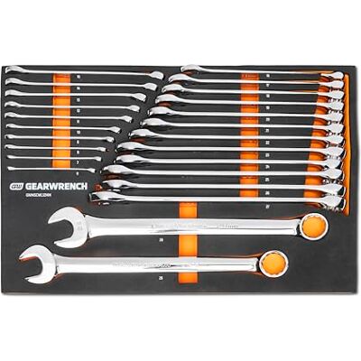 GEARWRENCH 24-częściowy zestaw kluczy metrycznych z 12-punktowym długim wzorem w piankowej tacy do przechowywania GWMSCWL12MM GEARWRENCH 24-częściowy zestaw kluczy metrycznych z 12-punktowym długim wzorem w piankowej tacy do przechowywania GWMSCWL12MM