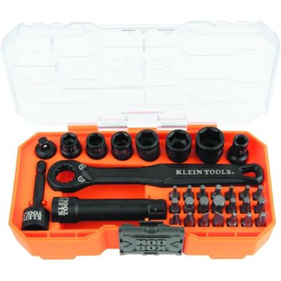 KLEIN TOOLS 65300 KNECT 32-częściowy zestaw nasadek przelotowych, zestaw nasadek udarowych SAE z obudową MODbox, napęd 1/4 cala, gniazda, bity i akcesoria KLEIN TOOLS 65300 KNECT 32-częściowy zestaw nasadek przelotowych, zestaw nasadek udarowych SAE z obudową MODbox, napęd 1/4 cala, gniazda, bity i akcesoria