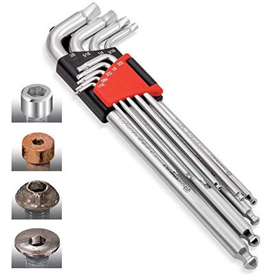 Powerbuilt 240096 9-częściowy zestaw kluczy sześciokątnych Zeon SAE – z użyciem do uszkodzonych elementów złącznych, standardowych, zardzewiałych, zaokrąglonych śrub, kluczy imbusowych, rozmiar od Powerbuilt 240096 9-częściowy zestaw kluczy sześciokątnych Zeon SAE – z użyciem do uszkodzonych elementów złącznych, standardowych, zardzewiałych, zaokrąglonych śrub, kluczy imbusowych, rozmiar od