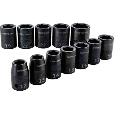 Craftsman Impact Socket Set, Metric, 1/2 cala, 12-częściowy (CMMT15885) Craftsman Impact Socket Set, Metric, 1/2 cala, 12-częściowy (CMMT15885)