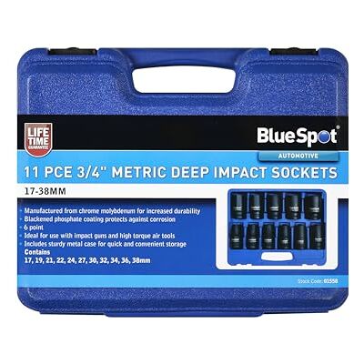 Blue Spot Tools 11 PCE 3/4" metryczne gniazda głębokiego uderzenia (17-38 mm) Blue Spot Tools 11 PCE 3/4" metryczne gniazda głębokiego uderzenia (17-38 mm)
