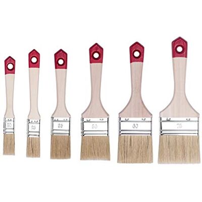 HARDY WORKING TOOLS Zestaw płaskich pędzli 6-częściowy, 1 sztuka – 20, 25, 35, 50, 60, 75 mm szerokości, zestaw pędzli malarskich z drewnianym uchwytem, zestaw pędzli do malowania serii *40*, 6 szt., HARDY WORKING TOOLS Zestaw płaskich pędzli 6-częściowy, 1 sztuka – 20, 25, 35, 50, 60, 75 mm szerokości, zestaw pędzli malarskich z drewnianym uchwytem, zestaw pędzli do malowania serii *40*, 6 szt.,