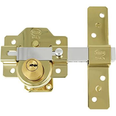 Amig Stalowa blokada drzwi z cylindrem o wysokim bezpieczeństwie zewnętrznym i wewnętrznym 90 x 154 mm, cylinder 50 mm złoty kolor Anti-bumping · Anti-bumping · Anti-Drill Amig Stalowa blokada drzwi z cylindrem o wysokim bezpieczeństwie zewnętrznym i wewnętrznym 90 x 154 mm, cylinder 50 mm złoty kolor Anti-bumping · Anti-bumping · Anti-Drill