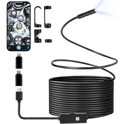 Romon Kamera endoskopowa z oświetleniem, 1080p HD, kamera endoskopowa z oświetleniem, wodoszczelna IP67, nie wymaga Wi-Fi, kamera kanałowa, telefon komórkowy z 8 diodami LED, do smartfonów, tabletów Romon Kamera endoskopowa z oświetleniem, 1080p HD, kamera endoskopowa z oświetleniem, wodoszczelna IP67, nie wymaga Wi-Fi, kamera kanałowa, telefon komórkowy z 8 diodami LED, do smartfonów, tabletów