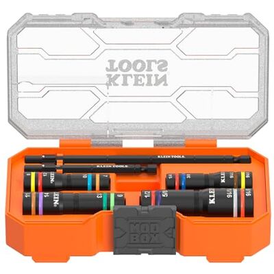 KLEIN TOOLS 654QS KNECT Quad Socket, 16 rozmiarów w 4 gniazdach, 4 w 1 oznaczone kolorami SAE i metryczne, głęboko dobrze wytrzymałe, napęd 1/4 i 3/8 cala, wał 3-1/2 i 6-1/2 cala KLEIN TOOLS 654QS KNECT Quad Socket, 16 rozmiarów w 4 gniazdach, 4 w 1 oznaczone kolorami SAE i metryczne, głęboko dobrze wytrzymałe, napęd 1/4 i 3/8 cala, wał 3-1/2 i 6-1/2 cala
